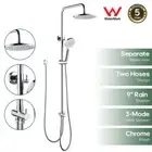 Dual Shower Head Set 9" Rain Shower Chrome Long Rail Free Water Inlet Two Hose