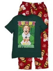 Briefly Stated Mens 2-Piece Buddy The Elf Christmas Sleepwear Pajama Set S