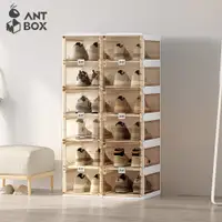 在飛比找蝦皮商城優惠-【ANTBOX 螞蟻盒子】免安裝折疊式鞋盒12格(側板透明款