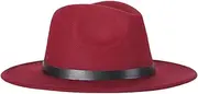 [Hellery] Women Jazz Hat Lady Top Hat with Sweat Absorbent Band Lightweight Fedora with Belt Decor for Holidays Carnivals Fancy Dress