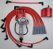 PONTIAC 350-389-455 RED Small Cap HEI DISTRIBUTOR, COIL & SPARK PLUG WIRES USA