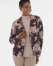 Chico's Sueded Floral Moto Jacket Size 3 (16/18), New