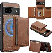 GoshukunTech for Google Pixel 7a 5G Wallet Case with Card Holder,for Pixel 7a Magnetic Case[Detachable Card Pocket] Leather Flip Cover[Support Magsafe or Wireless Charging]-Brown