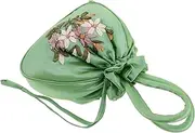 [TEMPNAP] Mini Handbag Embroidered Handle Bag Small Flower Bag Drawstring Purse Elegant Mother Handbag Polyester Velvet Purse