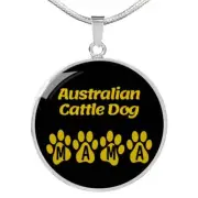 Australian Cattle Dog Mama Circle Necklace Stainless Steel or 18k Gold 18-22" D