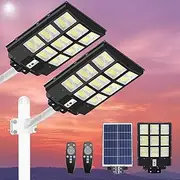 Xmart 3600W Solar Street Lights Outdoor, 2Pack 238000LM Dusk to Dawn Solar Flood Lights, IP67 Waterproof with Motion Sensor&Remote,Wide-Angle Security Lighting for Parking Lot, Yards, and Street