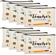 Kolewo4ever 8 Pieces Teacher Appreciation Gifts Makeup Pouch Cosmetic Bag Travel Toiletry Case Pencil Bag with Zipper for Preschool High School Teacher Gifts, Black