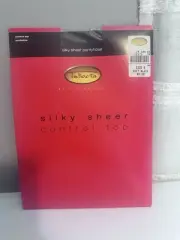 Talbots Silky Sheer Control Top Pantyhose Size B Soft Soft Black Sandal toe