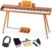 [UISCOM] 88 Keys Semi-Weighted Digital Piano Keyboard for Beginners, Full Size Electric Piano with Stand, Triple Pedal, Adapter, Sheet Music Stand, Headphones,