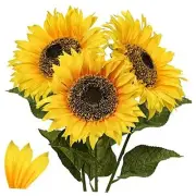 Large Sunflowers Artificial Flowers 8" Full Bloom Long Stem Artificial