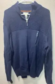 Men’s Dockers Navy Blue Quarter Zip Sweater large Cotton Pullover #27