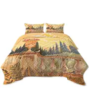 Fine Art Painting Beautiful Terrace Facing the Forest Coverlet