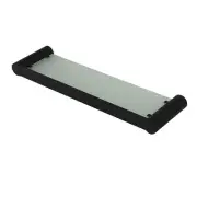 Pearl Glass Shelf for Bathrooms - Stainless Steel Frame - Matte Black - 500mm