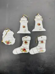 Royal Albert Old Country Roses Christmas Ornament Light House Stocking Santa