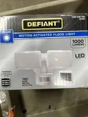 Defiant 180-Deg Motion Activated Solar Outdoor 2-Head LED Security Flood Light
