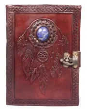 Genuine Leather Bound Dream Catcher Grimoire Plain Small Diary Writing Notebook