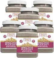 [Pride Of India] PACK of 6 - Himalayan Rock Salt - 84+ Natural Mineral Enriched (Pure Himalayan Black Salt, Extra Fine Grind 2.2 Pound Jar)
