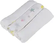 BEBE DOUCEUR, Essen'Ciel Muslin Nappies 100% Cotton 70 x 70 cm 1 Printed 2 Plain Colours Pack of 3
