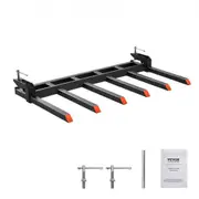 VEVOR Clamp on Debris Forks to 1500 mm Bucket, 2000 kg Capacity Heavy Duty Clamp on Pallet Forks Bucket, Fit for Loader Bucket Skidsteer Tractor to Cl