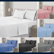 100% Cotton Percale All Size 1000TC Sheet Set Matt Style, INCL- Flat Sheet | Fitted Sheet | Pillowcase (White, King Single)