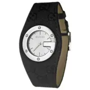 GUCCI YA104519 Ladies Watch 104 G Silver Dial Fabric Strap NEW
