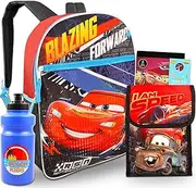 Fast Forward Disney Cars Backpack with Lunch Box Set - Bundle with Cars Backpack, Lightning McQueen Lunch Bag, Stickers, Keychain, More | Cars Backpack for Kids 3-5
