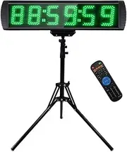 Countdown Timer, 5 Inch Gym Timer with Stand, Stopwatch Sports Countdown/Up with Remote Control, 6 Digit LED Display, Digital Race Timing Clock, 12/24H Digital Clock for Home Gym Garage