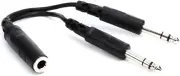 YPP-308 1/4" TRSF to Dual 1/4" TRS Y Cable