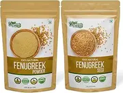 Organic Zing Bundle of : Fenugreek Powder -227 g / 8 oz & Fenugreek Seeds- 453g/ 6 oz