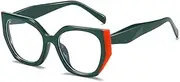 [WNCKSQ] Vintage Polygon Cat Eye Women Glasses Frame Fashion Clear Lens Eyewear Men Optical Double Color Frame