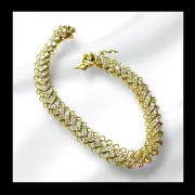 Jackie O Jaqueline Kennedy Crystal & Gold Filagree Bracelet Camrose & Kross JBK