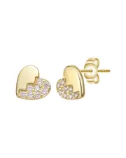 Genevive Silver CZ Heart Studs