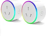 Tichondrius WiFi Smart Plug with RGB Light, Compatible with Amazon Alexa, Google Home Assistant, No Hub Needed, App Remote Control, Timing Function, SAA & RCM Certified (2 Pack)
