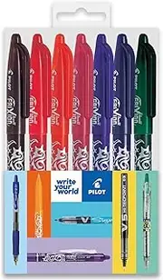 Pilot Frixion Heat/Friction Erasable Rollerball Pen FR7 - Medium Line 0.7mm Tip Nib - Wallet Pack of 7 Stationary