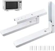2 Pieces Microwave Wall Brackets, Oven Bracket Shelves, Microwave Oven Wall-Mounted Bracket, Foldable Stand with 6 Screws, Suitable for Hanging Microwave Ovens (White)