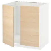 METOD base cabinet for sink + 2 doors, white/Askersund light ash effect, 80x60x80 cm
