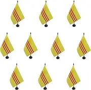 AZ FLAG Pack of 10 South Vietnam Table Flag 8.25 x 5.5 inches - 10 Small Vietnam Flags - Vietnam South Africa Office 100% Polyester with 25 cm Flag Pole and Black Plastic Base