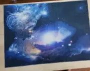 Polyester print of outer space 39.5" x 28"