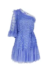 Needle & Thread Shimmer Wave Sequin-embellished Tulle Mini Dress - Blue - 8 (UK8 / S) 8 (UK8 / S)
