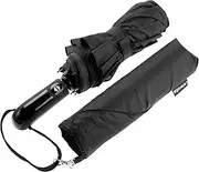 [Ergonauts] Windproof Vented Double Canopy Travel Umbrella - Teflon Coating, Ergonomic Handle & Protective Travel Sleeve - Portable Compact Foldable Lightweight Design and High Wind Resistance