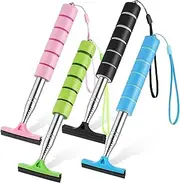 Alipis 4Pcs Mini Squeegees for Car Mirrors Retractable Water Wiper for Side View Windshield Cleaning Ergonomic Grip Portable Window Cleaner for Cars Trucks