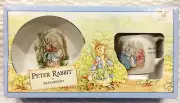 Wedgwood Beatrix Potter Peter Rabbit Bowl & Mug DOUBLE Handle 2 Pc Nursey Set