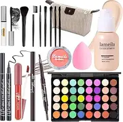 YBUETE Makeup Set Full Kit for Women Teen Girls, Makeup Present Set, Includes Eyeliner, Blusher, Eyebrow Pencil, Foundation, Mascara, Eyeshadow, Brushes, Lip Gloss, Sponge, Cosmetic Bag