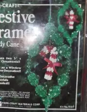 Fibre Craft Festive Frames Beaded Ornament Candy Cane Kit Makes 2