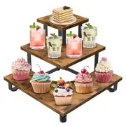 3-Step Tiered Display Shelves, Portable Wooden Retail Cupcake Food Corner