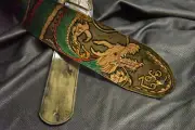 leather guitar strap custom made all by hand 4" Dragons breath full body