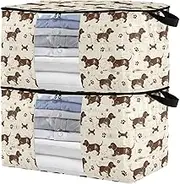 sanluoli 60L 2 Pack Under Bed Storage Containers with Reinforced Handles, clear window Clothes Boxes For Closet