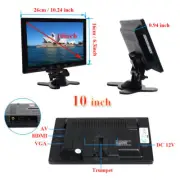 Ultrathin 10" LCD Monitor Screen AV/RCA/VGA/HDMI Video for DSLR Raspberry Pi 3B+