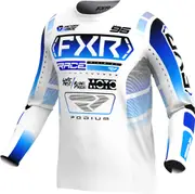 FXR Podium 2025 Motocross Jersey, black-white-blue, Size XL for Men Black White Blue