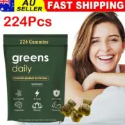 224 PCS Chlorophyll Spirulina Gummies Detox & Energy Booster, Green Bear Gummies